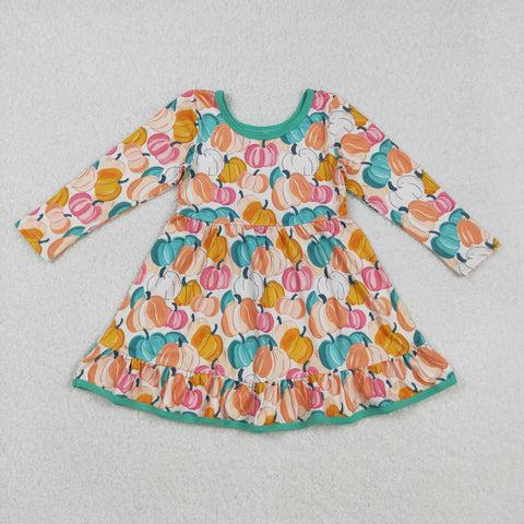 GLD1264 Fall Pumpkin Colorful Girl's Dress