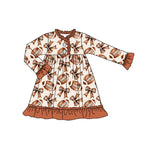 Preorder 09.15 GLD1267 Football Bows Brown Girl's Dress Gown