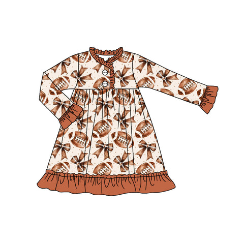 Preorder 09.15 GLD1267 Football Bows Brown Girl's Dress Gown