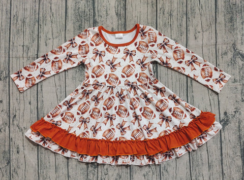 Preorder Samples GLD1268 Football Bows Brown Girl's Dress