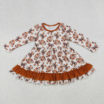 GLD1268 Football Bows Brown Girl's Dress