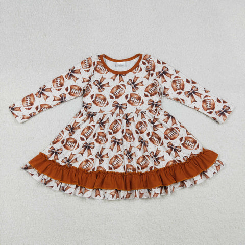 GLD1268 Football Bows Brown Girl's Dress