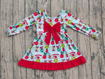 Preorder Samples GLD1269 Christmas Green Animal Big Bow Girl's Dress