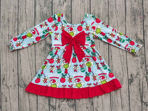 Preorder Samples GLD1269 Christmas Green Animal Big Bow Girl's Dress