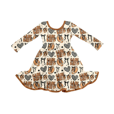 Preorder 09.16 GLD1270 Game Day Bows Football Love Girl's Dress