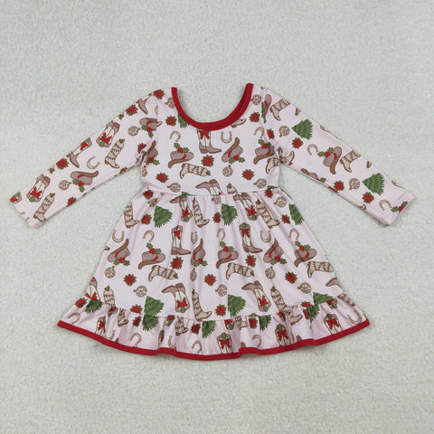 GLD1274 Christmas Cowboy Hat Boots Girl's Dress