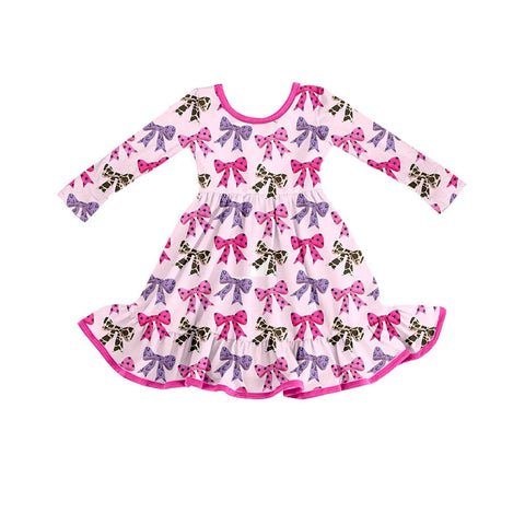 Preorder 09.20 GLD1275 Howdy Cowgirl Bows Pink Girl's Dress