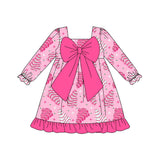 Preorder Samples GLD1276 Christmas Trees Pie Pink Girl's Dress