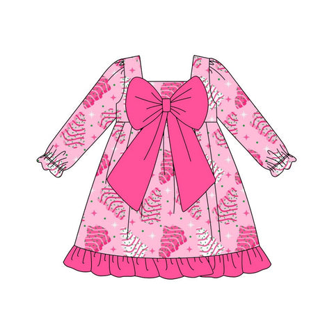 Preorder 09.21 GLD1276 Christmas Trees Pie Pink Girl's Dress