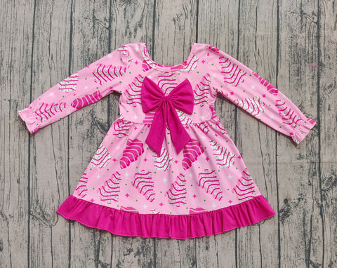 Preorder Samples GLD1276 Christmas Trees Pie Pink Girl's Dress