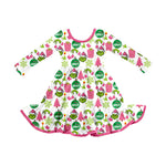 Preorder Samples GLD1277 Christmas Gift Green Animal Girl's Dress