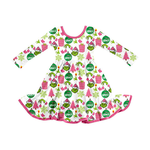 Preorder 09.21 GLD1277 Christmas Gift Green Animal Girl's Dress