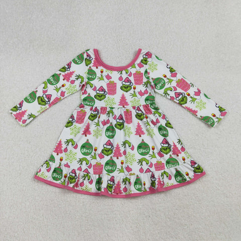 GLD1277 Christmas Gift Green Animal Girl's Dress