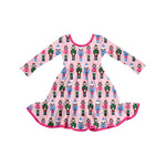 Preorder 09.25 GLD1280 Christmas Soldier Pink Girl's Dress