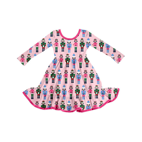 Preorder 09.25 GLD1280 Christmas Soldier Pink Girl's Dress