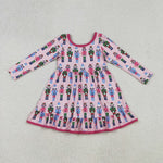GLD1280 Christmas Soldier Pink Girl's Dress