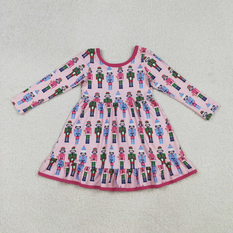GLD1280 Christmas Soldier Pink Girl's Dress