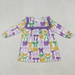 GLD1295 Mardi Gras Bows Purple Girl's Dress (12-18M to 7-8T)