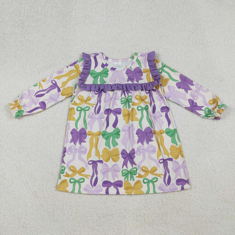 GLD1295 Mardi Gras Bows Purple Girl's Dress (12-18M to 7-8T)