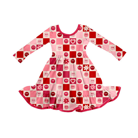 Preorder 09.29 GLD1297 Valentine's Day Smiley Face Love Girl's Dress