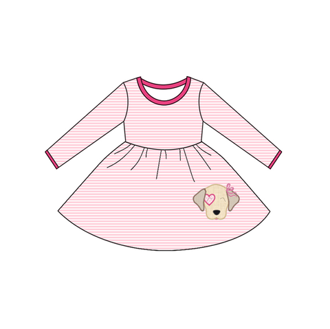 Preorder 09.29 GLD1298 Valentine's Day Dog Love Pink Girl's Dress