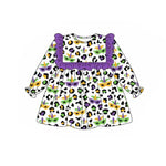 Preorder 10.01 MOQ 5 pcs GLD1319 Mardi Gras Leopard Mask Girl's Dress