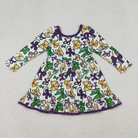 GLD1320 Mardi Gras Bows Girl's Dress (12-18M to 7-8T)