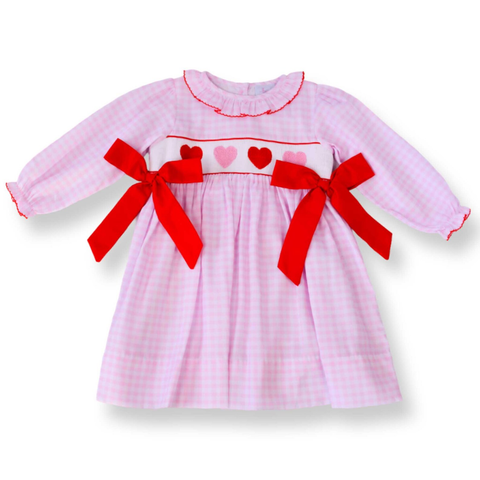Preorder 10.06 MOQ 5 pcs Valentine's Day Love Pink Plaid Girl's Dress
