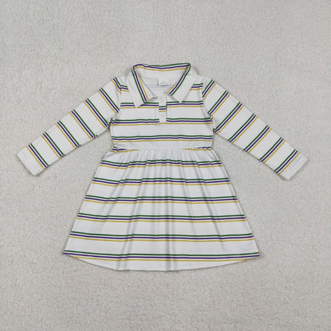 GLD1331 Mardi Gras Stripe Girl's Dress