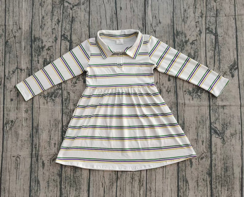 Preorder Samples GLD1331 Mardi Gras Stripe Girl's Dress (12-18M to 7-8T)