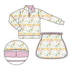 Preorder 10.08 MOQ 5 pcs GLD1334 Mardi Gras Mask Pink Pullover Girls Skorts Set
