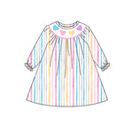 Preorder 10.08 MOQ 5 pcs GLD1335 Valentine's Day Love Colorful Stripe Girl's Dress