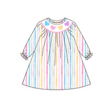 Preorder Samples GLD1335 Embroidery Valentine's Day Love Colorful Stripe Girl's Dress