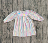 Preorder Samples GLD1335 Embroidery Valentine's Day Love Colorful Stripe Girl's Dress