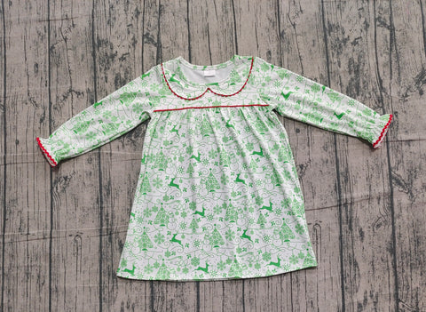 Preorder Samples GLD1345 Christmas Snowman Green Girl's Dress