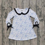 Preorder Samples GLD1346 Christmas Snowman Blue Girl's Dress