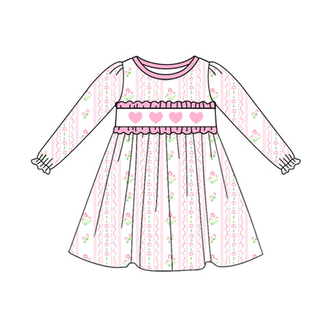 Preorder 10.14 MOQ 5 pcs GLD1347 Valentine's Day Flower Love Pink Girl's Dress