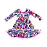 Preorder 10.15 MOQ 5 pcs GLD1351 Cartoon Flower Purple Girl's Dress