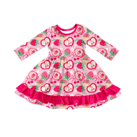 Preorder 10.20 MOQ 5 pcs GLD1359 Cherry Strawberry Pink Girl's Dress