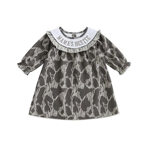 Preorder 10.21 MOQ 5 pcs GLD1372 MAMA'S BESTIE Camo Girl's Dress