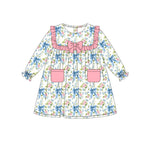 Preorder 10.23 MOQ 5 pcs GLD1375 Flower Bows Pink Girl's Dress