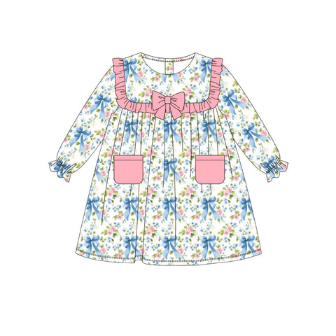 Preorder 10.23 MOQ 5 pcs GLD1375 Flower Bows Pink Girl's Dress