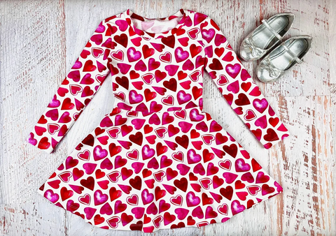 10.10  Pre-order GLD1378 Baby Valentine's Day Girls rose long sleeve dress