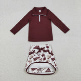 GLD1384 Game Day Maroon Pullover Girls Skorts Set