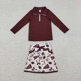 GLD1384 Game Day Maroon Pullover Girls Skorts Set