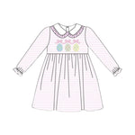 Preorder 11.04 MOQ 5 pcs GLD1385 Easter Bunny Egg Bows Pink Girl's Dress