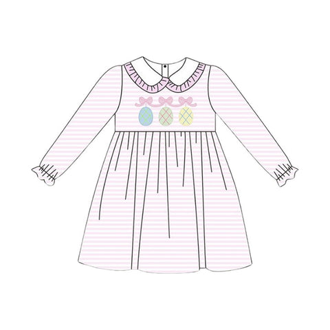 Preorder 11.04 MOQ 5 pcs GLD1385 Easter Bunny Egg Bows Pink Girl's Dress