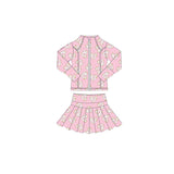 Preorder 11.17 MOQ 5 pcs GLD1394 Love Dount Pink Yoga Coat Girls Skorts Set