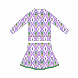 Preorder 11.17 MOQ 5 pcs GLD1399 Mardi Gras Crawfish Yoga Pullover Girls Skorts Set