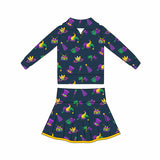 Preorder 11.17 MOQ 5 pcs GLD1402 Mardi Gras Mask Yoga Pullover Girls Skorts Set